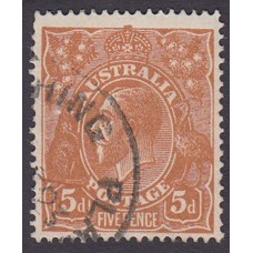 Australian    King George V    5d Chestnut   Single Crown WMK  Plate Variety 1R29